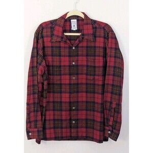 Vintage 60s Red Viyella Wool Cotton Plaid Red Flannel Collar Shirt Sz L RARE
